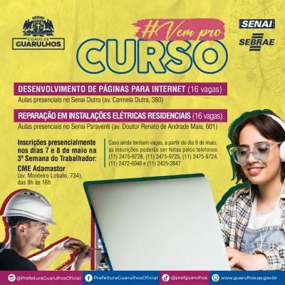 Prefeitura abre mais 32 vagas em cursos gratuitos de capacitação profissional