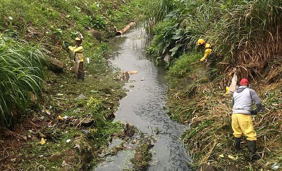 Prefeitura realiza limpeza e corte do mato nas margens do córrego Baquirivu-Mirim