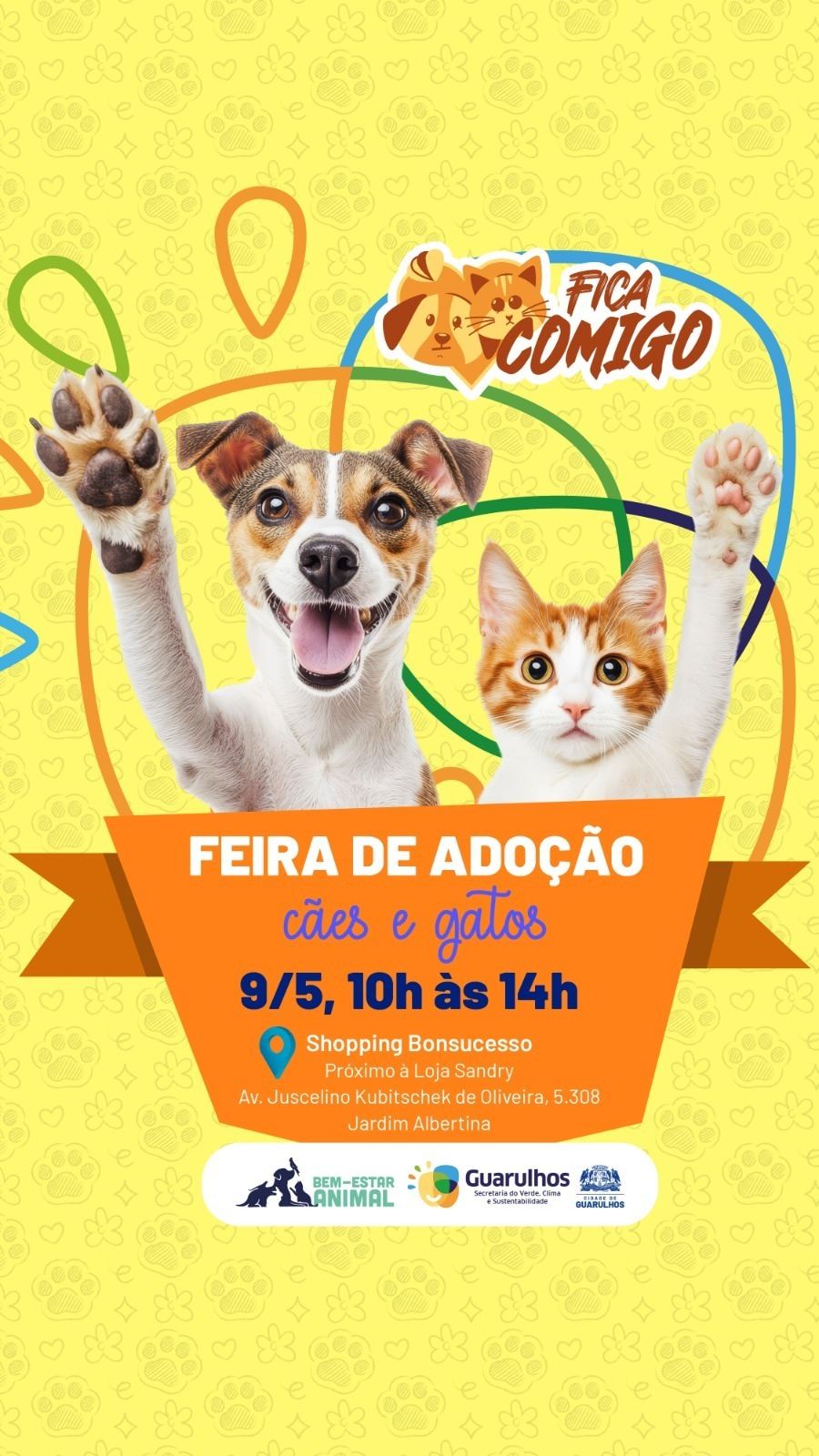 Shopping recebe feira de adoção de cães e gatos neste sábado, no Bonsucesso