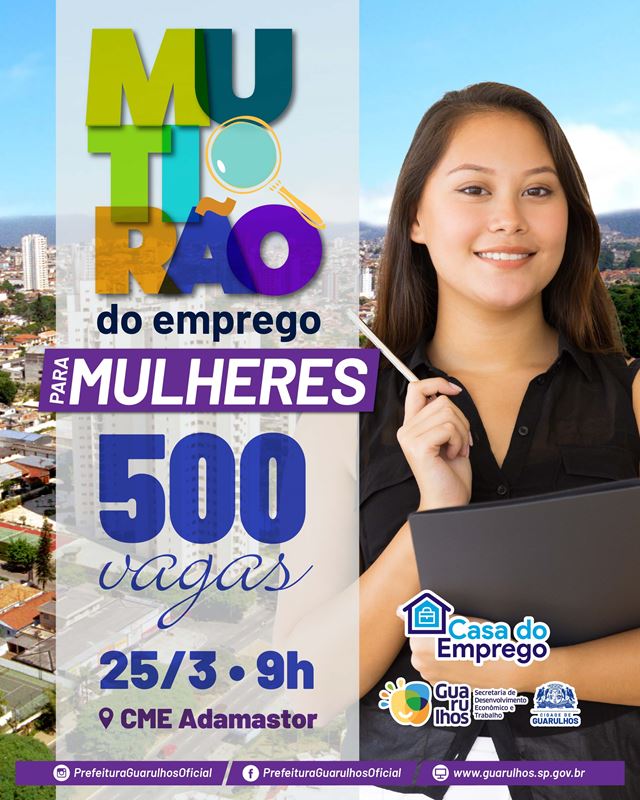 Prefeitura promove mutirão de empregos para mulheres com 500 vagas em diversas áreas