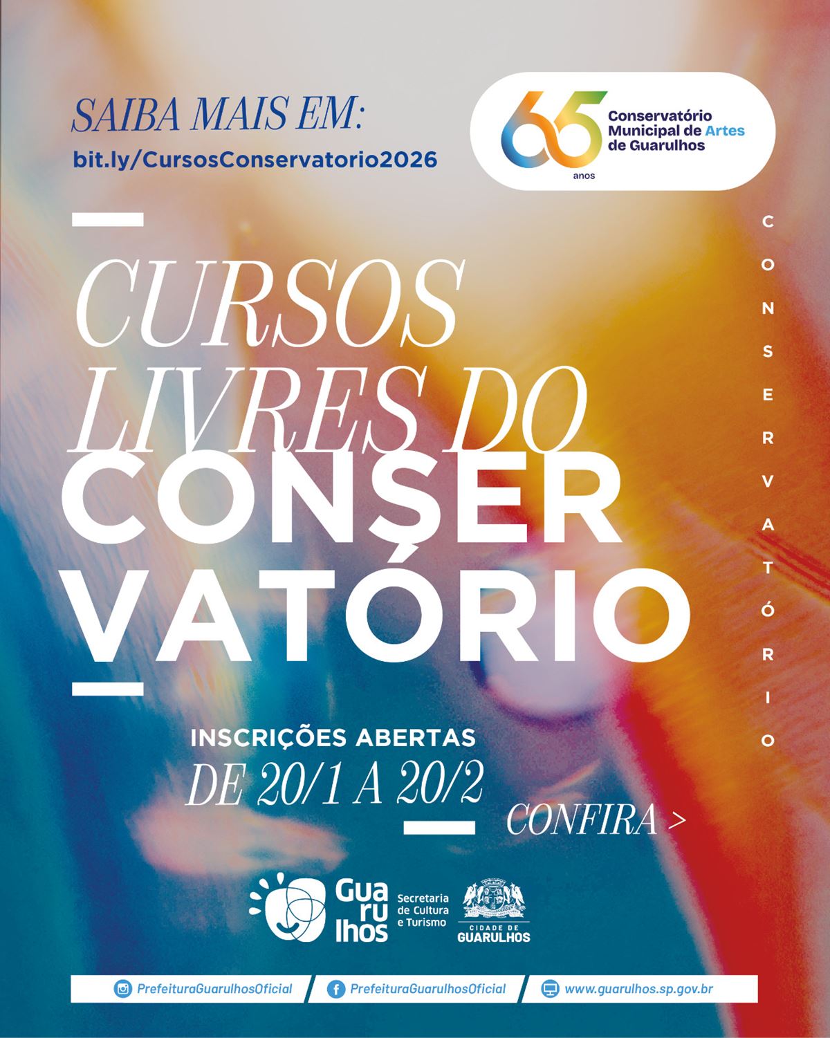 Cursos livres e bandas do Conservatório de Guarulhos recebem inscrições até 20 de fevereiro