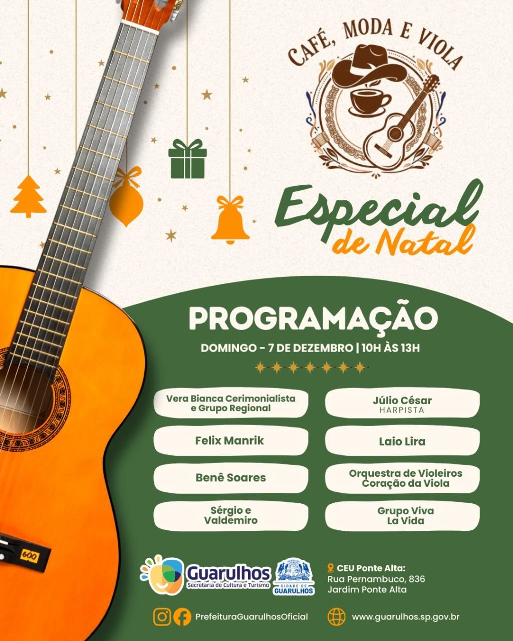 Café, Moda e Viola celebra clima natalino em edição especial no domingo