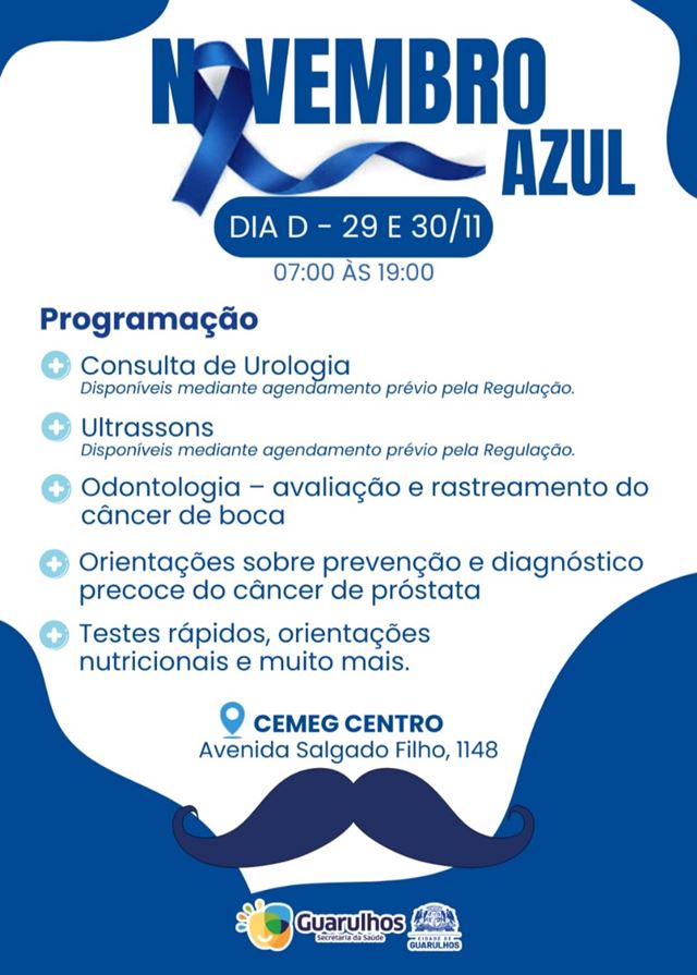 Prefeitura de Guarulhos realiza ações neste fim de semana pelo Dia D do Novembro Azul