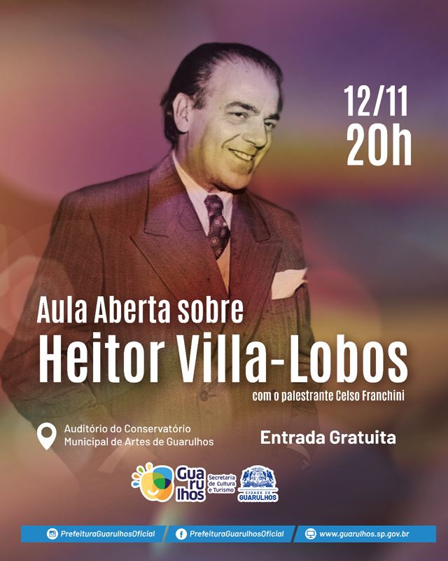 Conservatório Municipal realiza aula aberta sobre vida e obra de Heitor Villa-Lobos