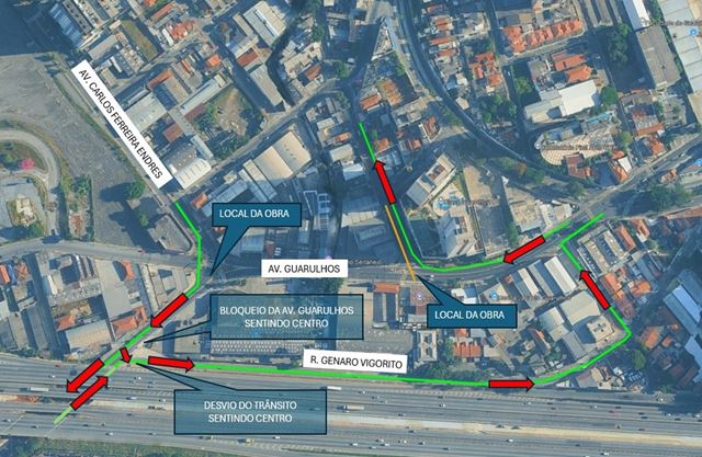 Prefeitura implanta melhorias no trânsito em trecho da avenida Guarulhos