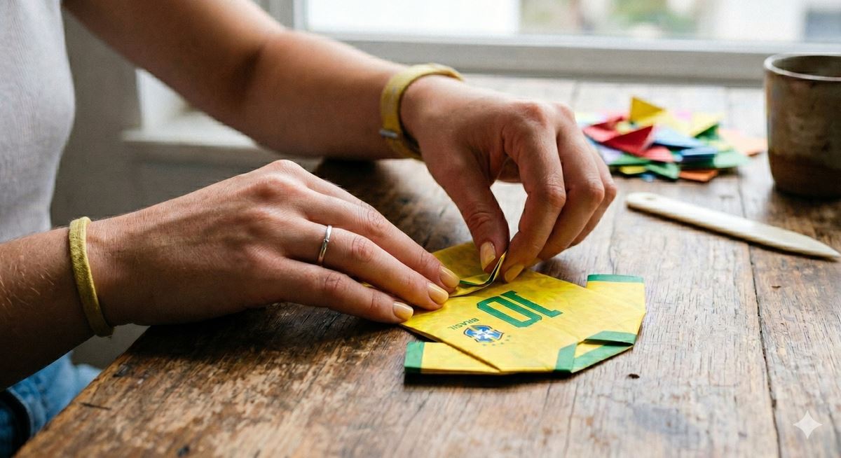 Biblioteca Gracinda dos Anjos ensina a confeccionar camisas em origami no clima da Copa