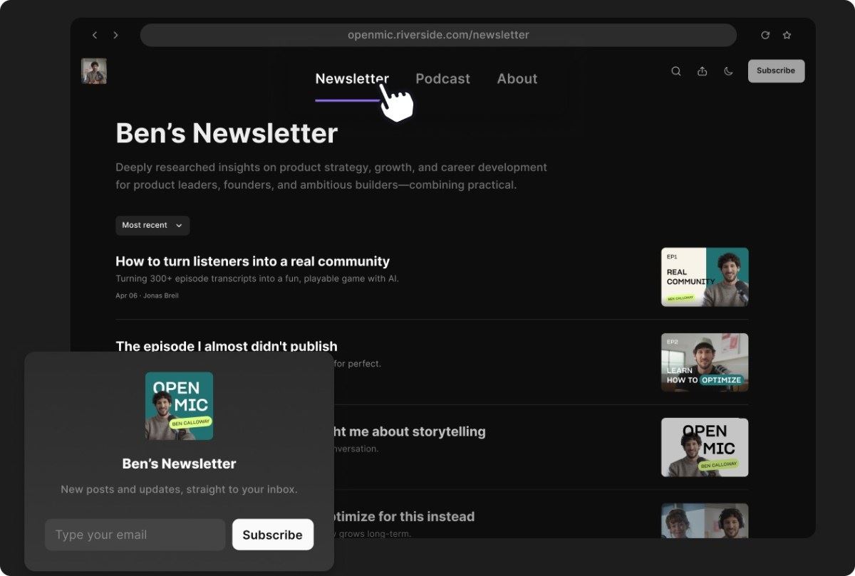 A plataforma de podcasting Riverside entra no mercado de publicação de boletins informativos