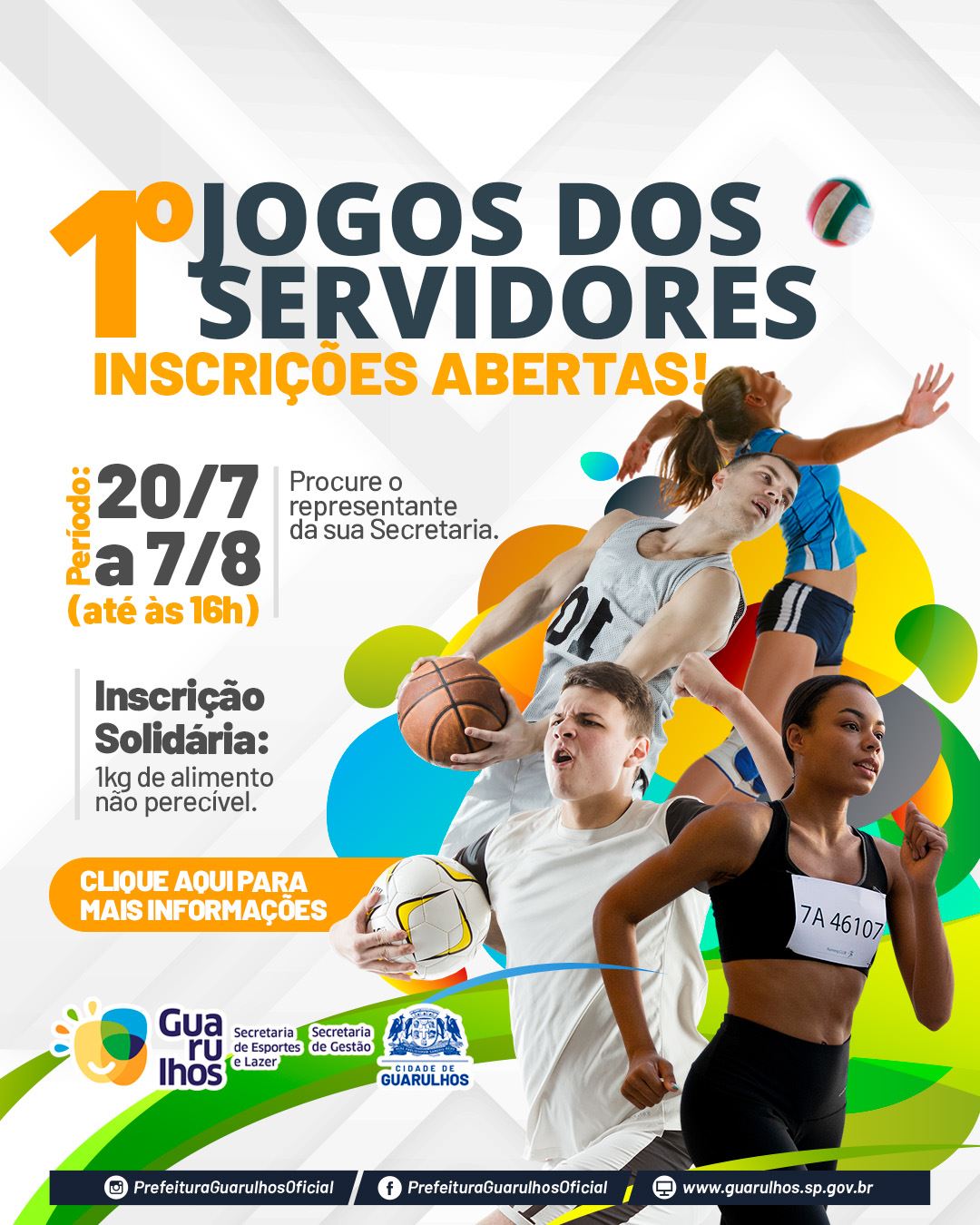 Prefeitura recebe inscrições para a 1ª edição dos Jogos dos Servidores até o dia 7 de agosto