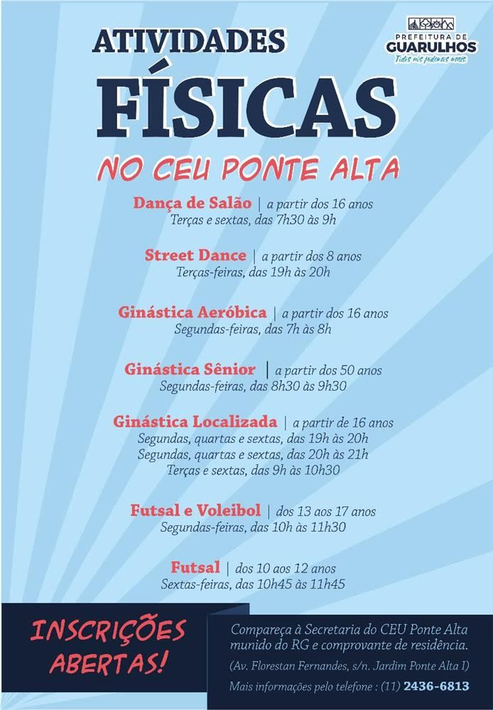CEU Ponte alta abre vagas para atividades físicas gratuitas