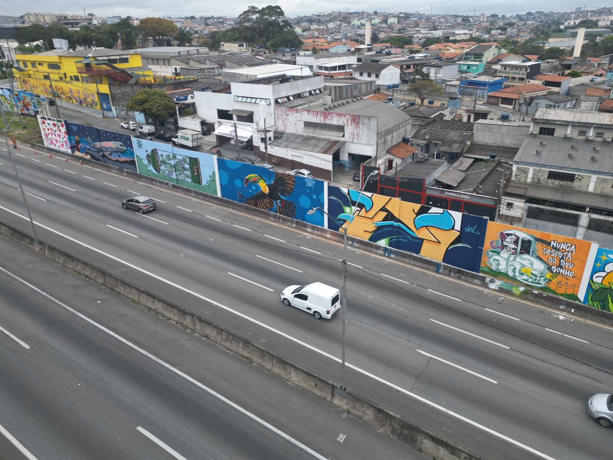 Via Dutra vira galeria a céu aberto com obras de artistas guarulhenses