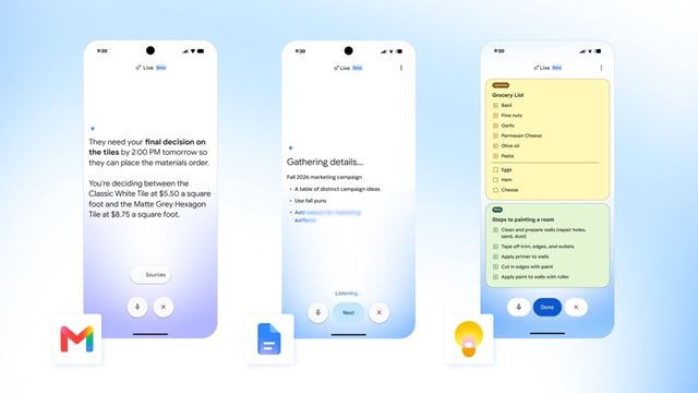 O Google lança recursos de voz por IA no Gmail, Docs e Keep