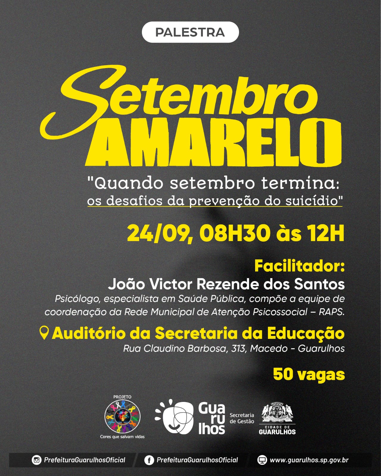 Prefeitura promove palestra a servidores sobre desafios da prevenção ao suicídio no dia 24