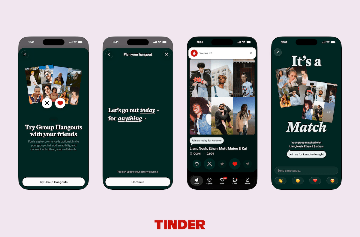 Tinder se adapta a um futuro de encontros sociais e presenciais com o recurso Group Hangouts