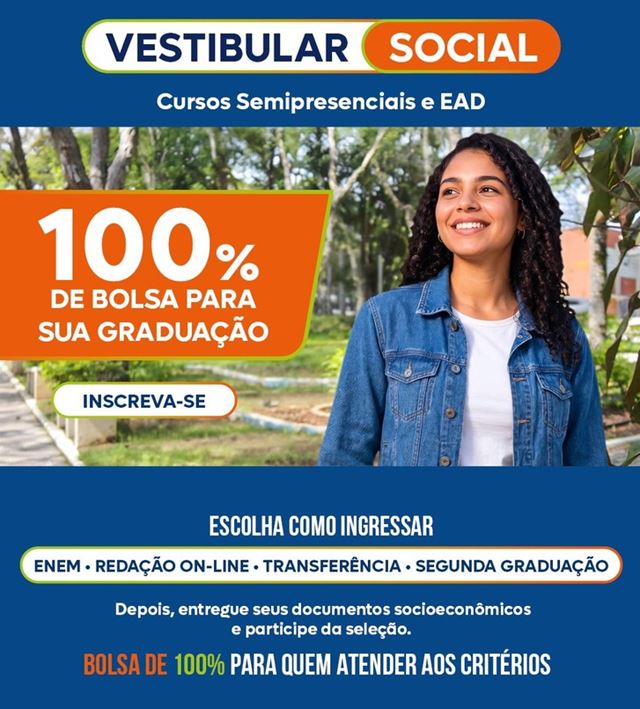 Universidade parceira oferece bolsas de 100% para cursos de graduação a distância e semipresenciais